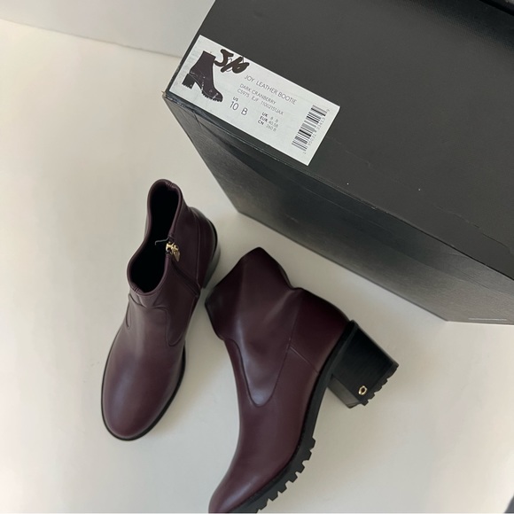 Coach Joy Logo Ankle Boots In Dark Cranberry Color - New In Box - Reemoly - Picture 15 of 16